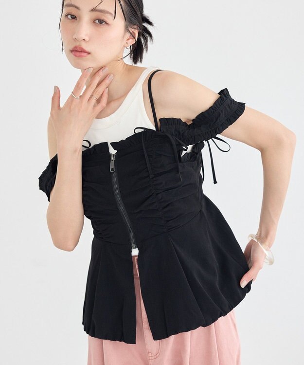 earth music&ecology ペプラムビスチェ Black