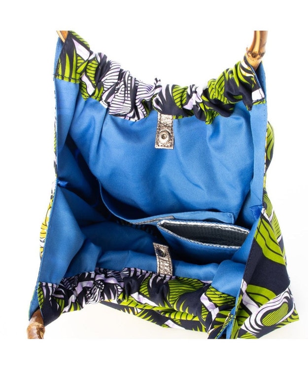 UNBILLION カシュカシュ cachecache / アフリカンプリントバンブーハンドルトート カーキ