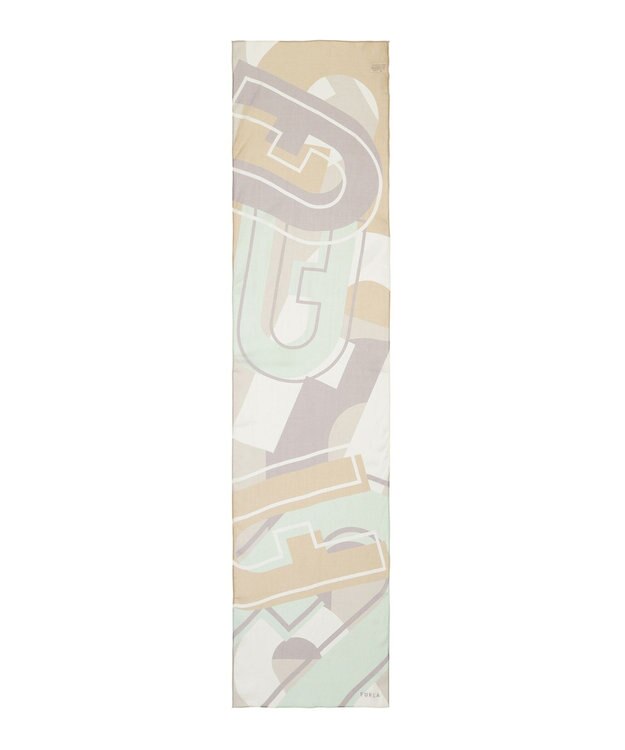 MOONBAT 【シルク100%】フルラ (FURLA) シルクシフォンロングスカーフ アーチロゴ 150cm×35cm ライトグリーン