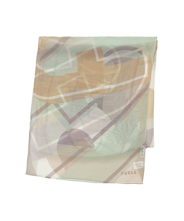 MOONBAT 【シルク100%】フルラ (FURLA) シルクシフォンロングスカーフ アーチロゴ 150cm×35cm ライトグリーン