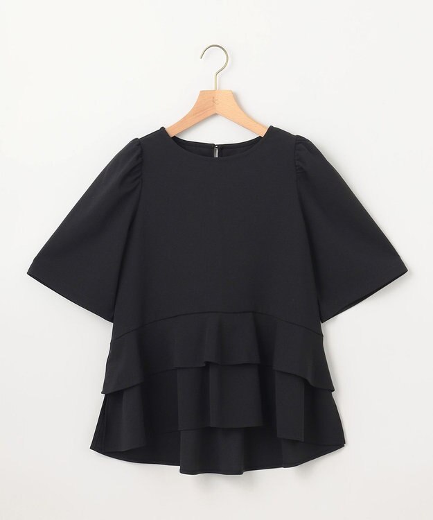 組曲 S ご好評につき追加生産【WEB限定】ジョーゼットジャージーティアード ブラウス ブラック系