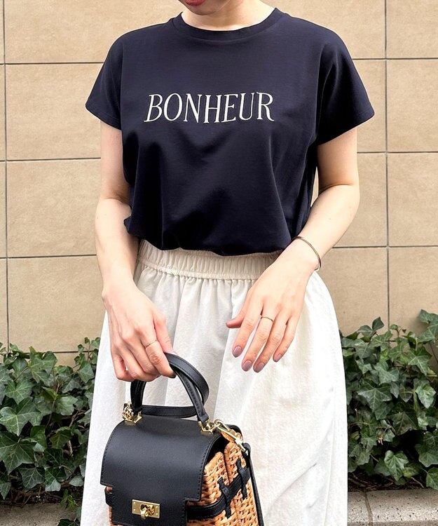 UNFILO 【UVケア/接触冷感】汗ジミ防止 撥水ロゴT ネイビー