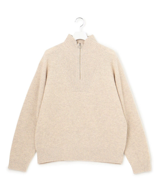 J.PRESS YORK STREET 【UNISEX】ウールカシミヤ ハーフジップニット ベージュ系