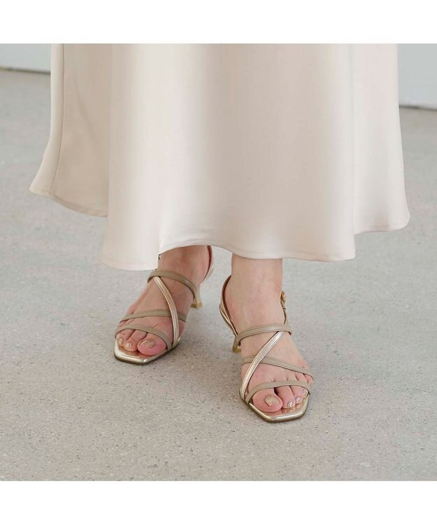 MODE ET JACOMO <MODE ET JACOMO>アシンメトリーストラップサンダル ベージュコンビ