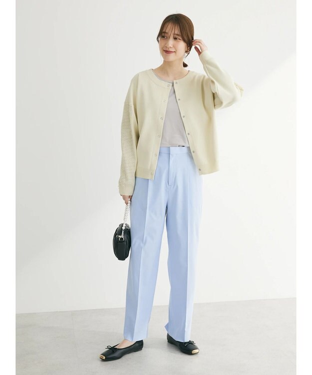 Green Parks ・ｆｕｒｒｙ　ｒａｔｅ　２ｗａｙかる~いニットカーデ Ivory