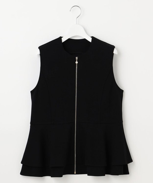 Feroux 【洗える】ペプラム ダンボールジレ ブラック系