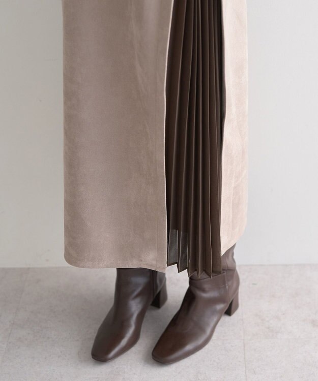 YECCA VECCA 【2点SET】ブラウスセットプリーツMIXジャンスカ Mocha