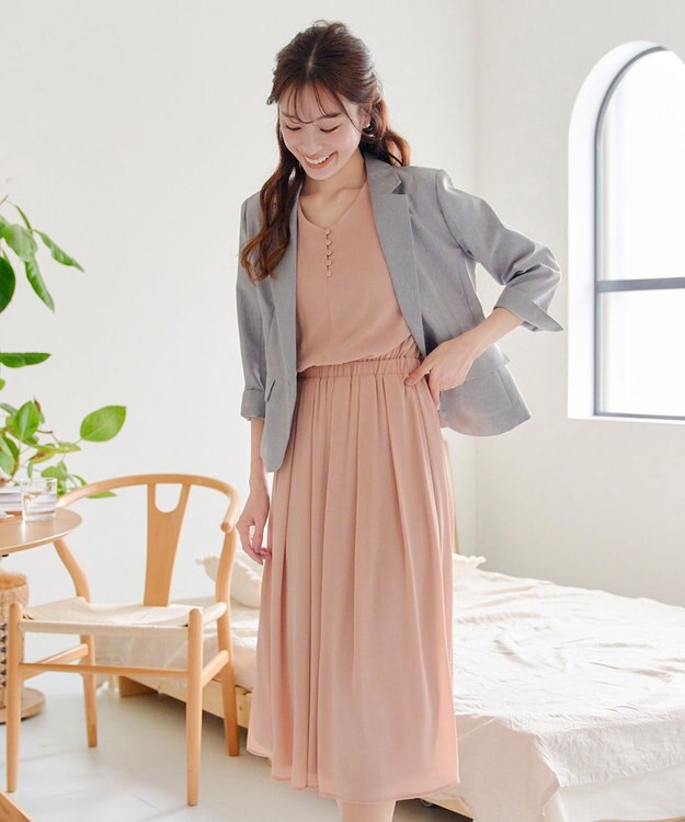 Tiaclasse 【吸水速乾・接触冷感・UVケア・防シワ・洗える】カチオンテーラードジャケット チャコールグレー