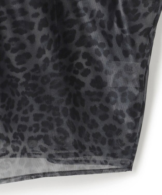 ICB L 【洗える】シアーカールマイヤー ブラウス チャコール系