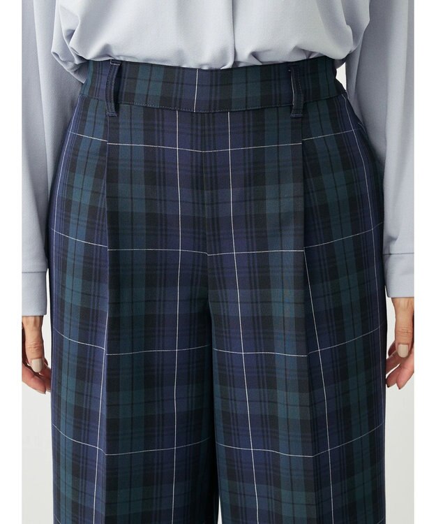Green Parks きれいシルエットチェックワイドパンツ Check Navy