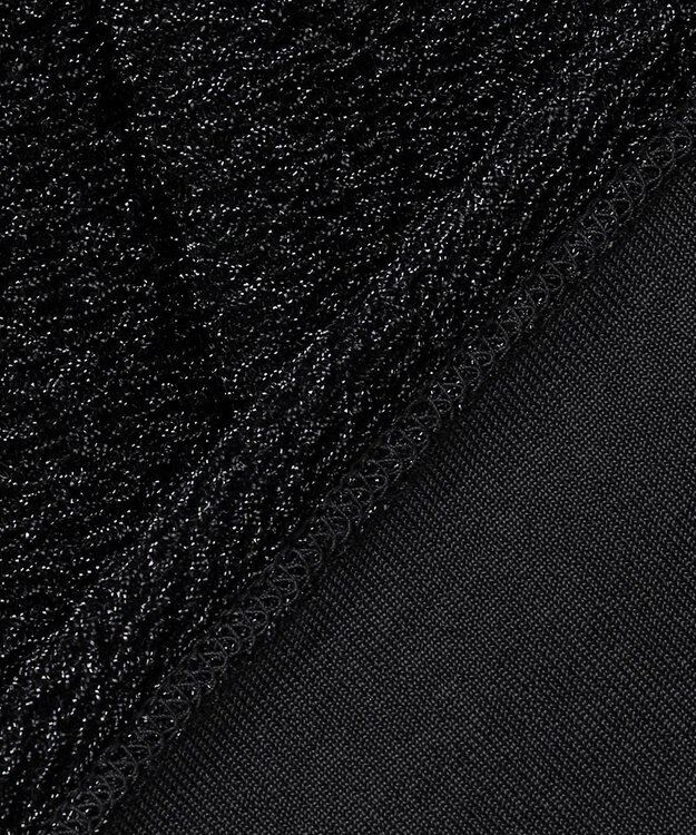 ICB L 【洗える】シャイニーラメジャガード カットソー ブラック系