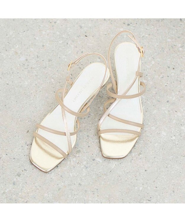 MODE ET JACOMO <MODE ET JACOMO>アシンメトリーストラップサンダル ベージュコンビ