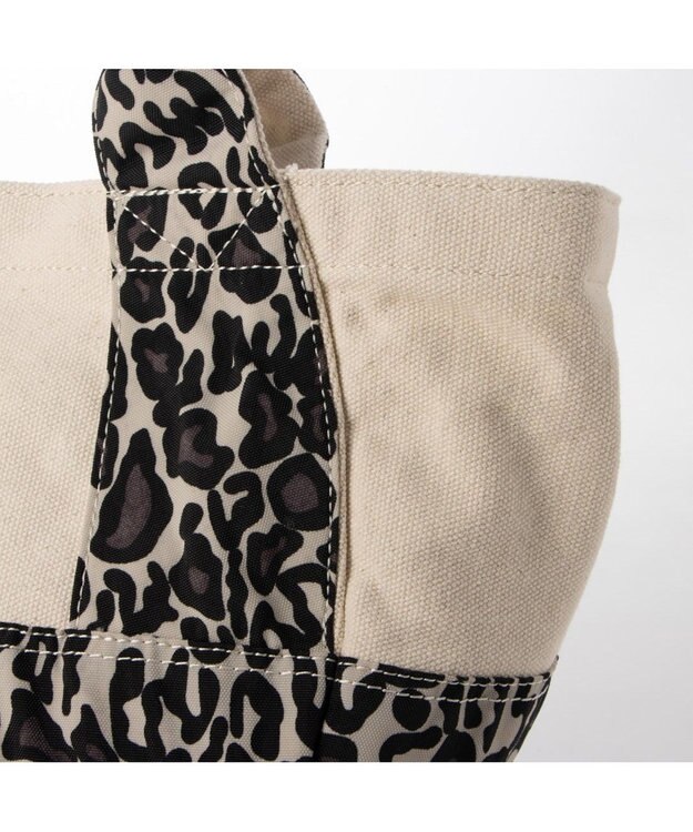 UNBILLION cachecache 製品洗いキャンバス×ナイロントートS レオパードアイボリー