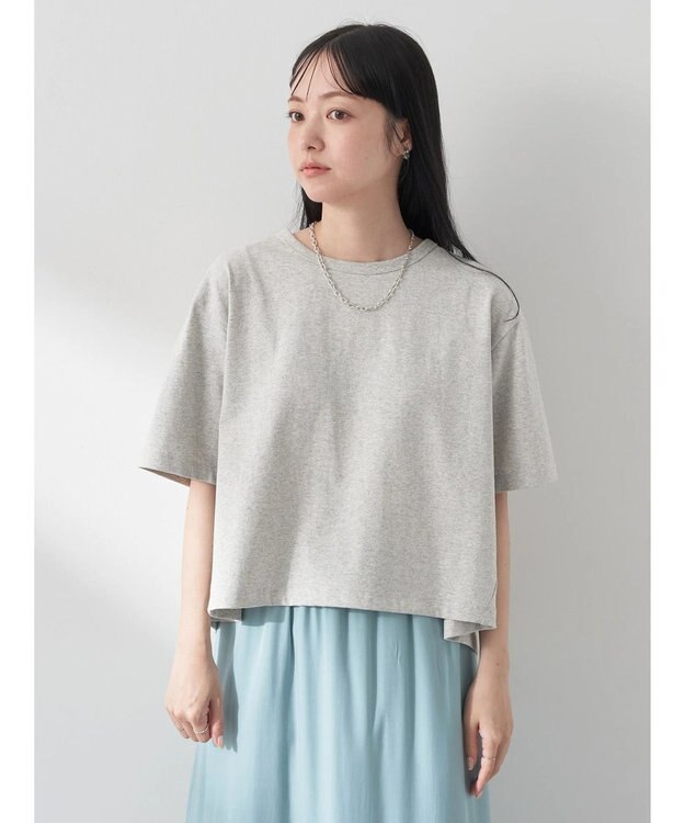 earth music&ecology バックタッククロップドＴ Gray Mixture