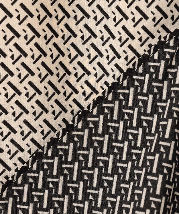 23区 L 【洗える】ジオメトリックパネルプリント ワンピース ブラック系