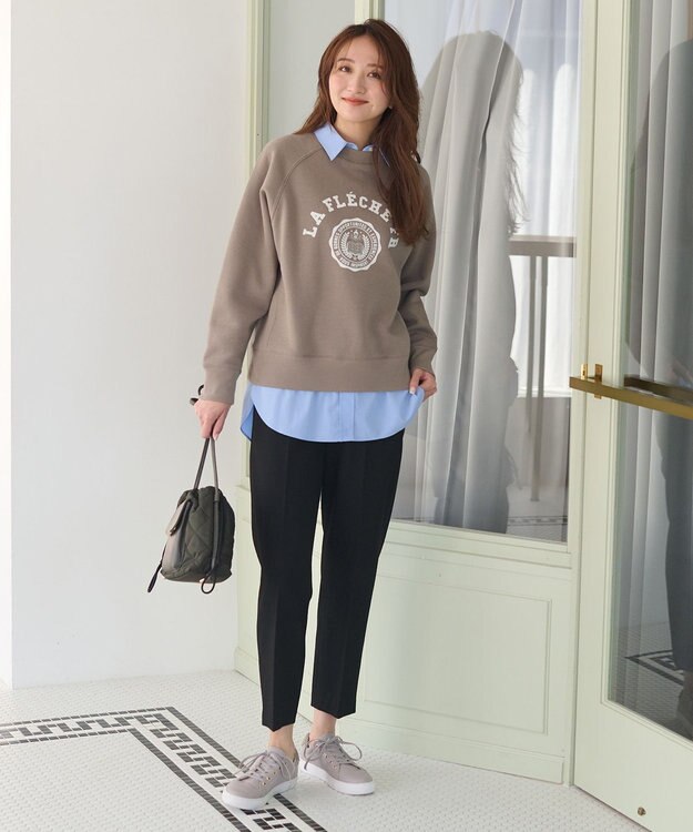 ANY L 【洗濯機可能/サスティナブル】ロゴ裏起毛クルーネックプルオーバー モカ