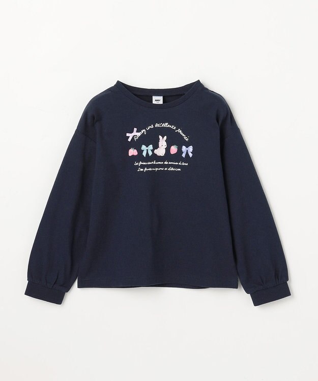 ANY KIDS 【Strawberry Collection】アートプリント 長袖Tシャツ ネイビー