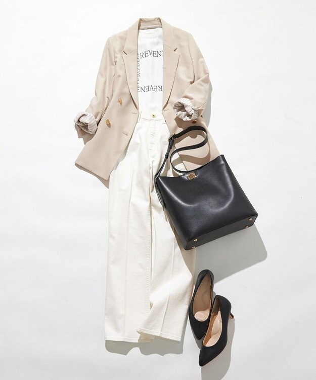 ANY SIS L 【美Denimシリーズ】センタープレスセミフレア デニム オフ