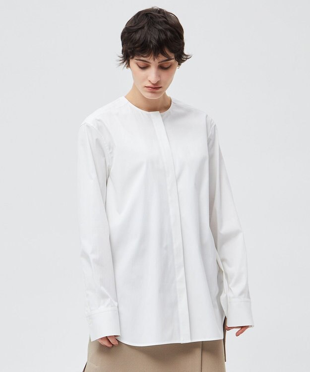 BEIGE， 【洗える】CROIX / コットンボウタイブラウス White