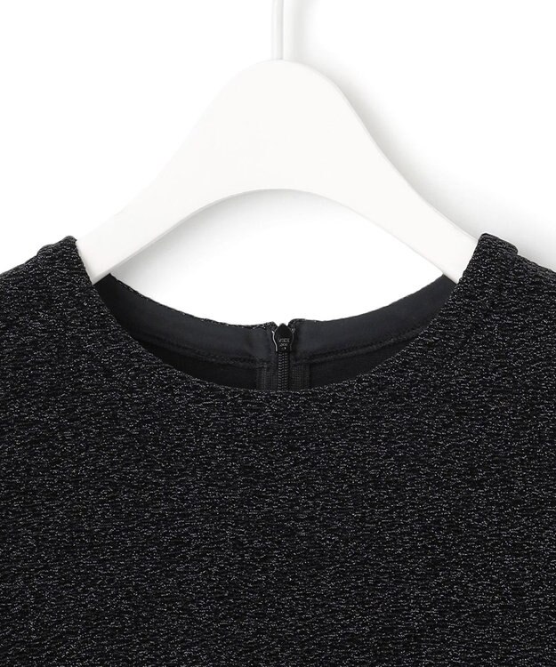 ICB L 【洗える】シャイニーラメジャガード カットソー ブラック系