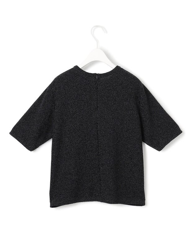 ICB L 【洗える】シャイニーラメジャガード カットソー ブラック系