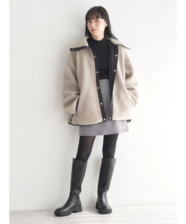 earth music&ecology リバーシブルボアブルゾン Mocha