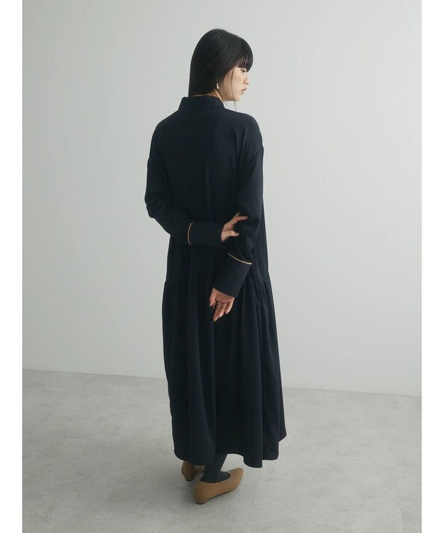 Green Parks armonia．配色シャツワンピース Black