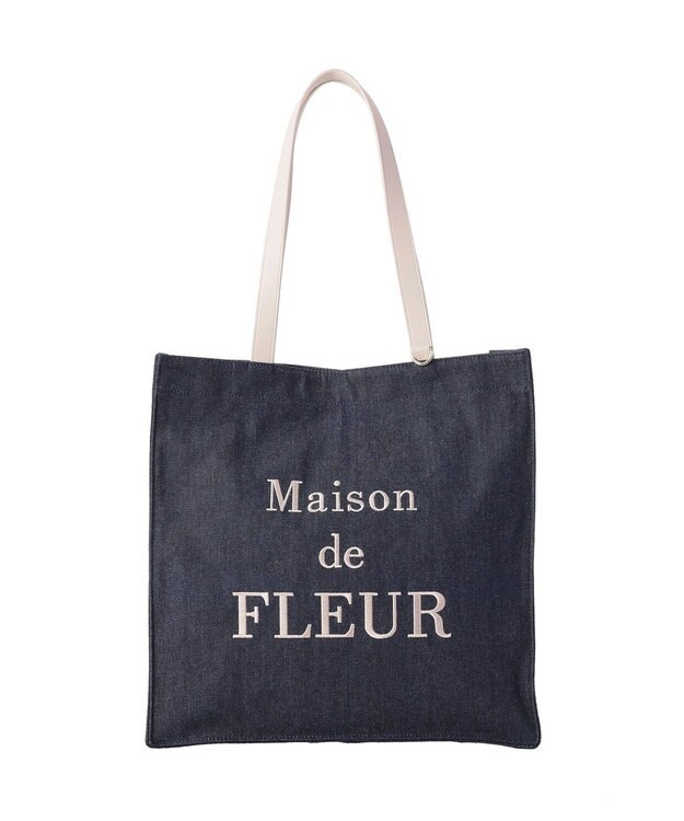 Maison de FLEUR デニムブランドロゴスクエアトートバッグ Indigo