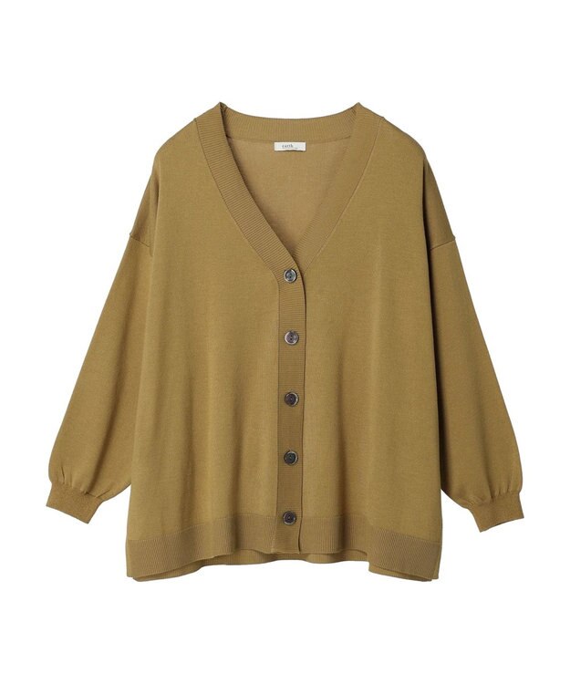earth music&ecology サイドスリットルーズＶネックカーディガン Mustard