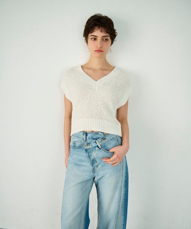 GRACE CONTINENTAL カノコショートニットトップ ホワイト