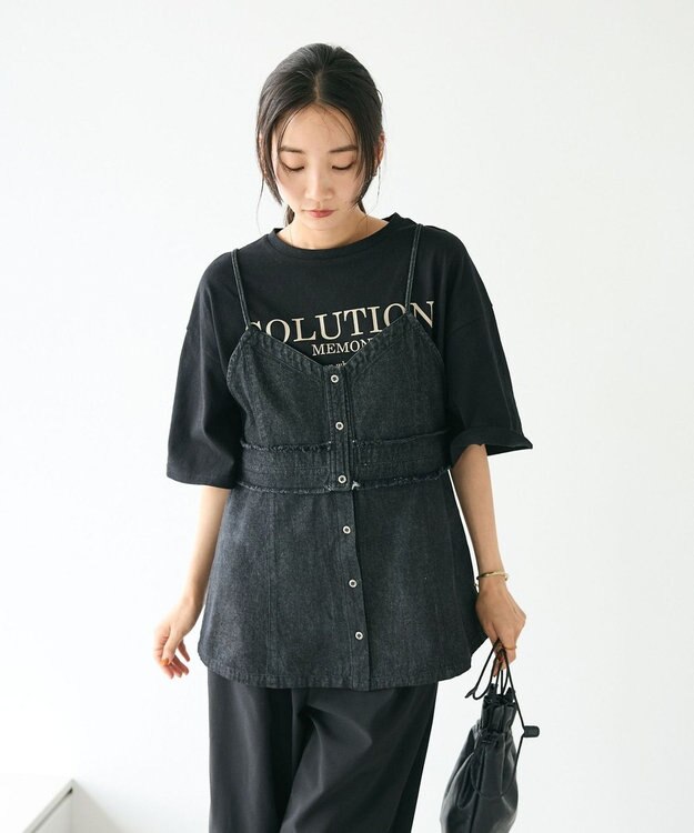 CRAFT STANDARD BOUTIQUE デニム２ＷＡＹキャミビスチェ Black