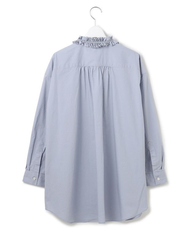 J.PRESS YORK STREET 【WOMEN】ワンウォッシュタイプライター フリルレイブラウス サックスブルー系