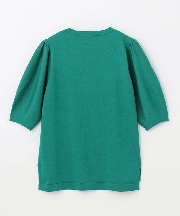 ANY 【洗濯機可】パフスリーブニットプルオーバー エメラルド