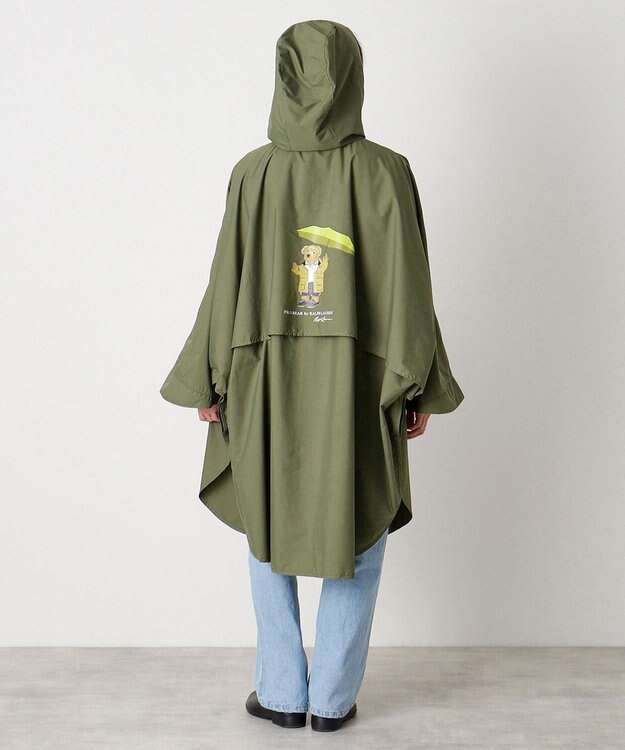 MOONBAT POLO RALPH LAUREN レインポンチョ レインベア 50デニール生地／着丈98cm 収納袋付き カーキー
