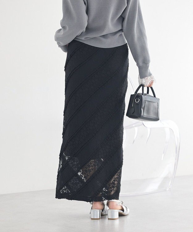 earth music&ecology 総レースナロースカート Black