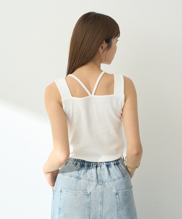 earth music&ecology レイヤードカットタンクトップ Off White