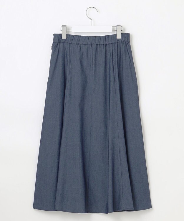 自由区 S 【カタログ掲載・セットアップ対応・洗える】ドレープツイル スカート ネイビーシャンブレー