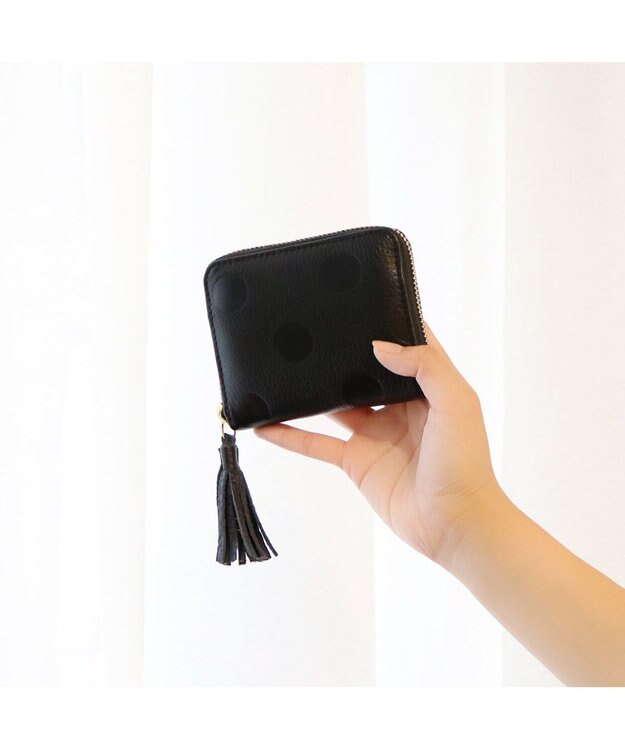 UNBILLION ペルケ perche / ドット型押し・ジャバラカードウォレット ブラック