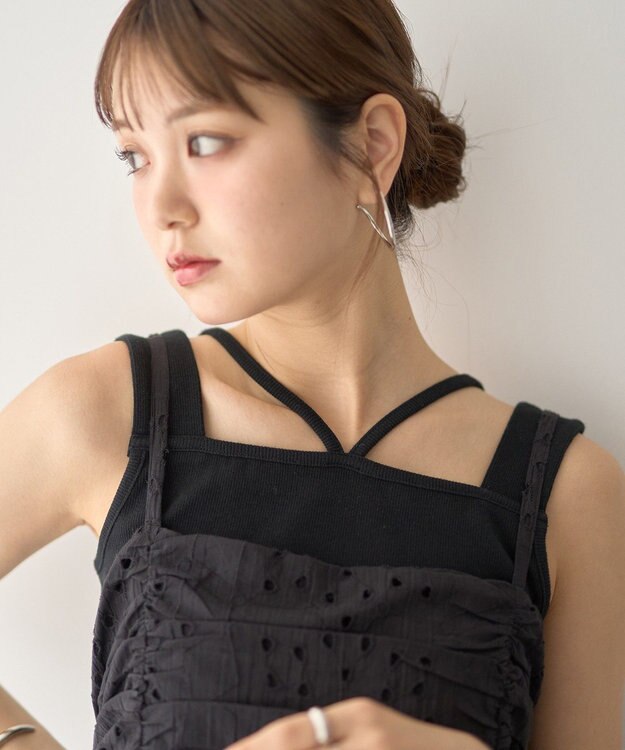 earth music&ecology レイヤードカットタンクトップ Black