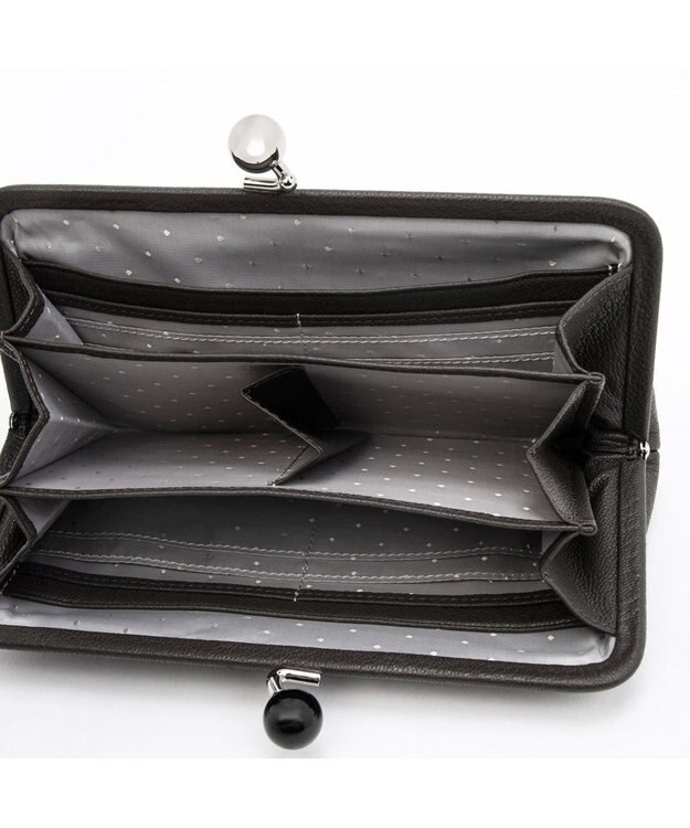 UNBILLION ペルケ perche / アクリル玉がま口長財布 ダークグレードット