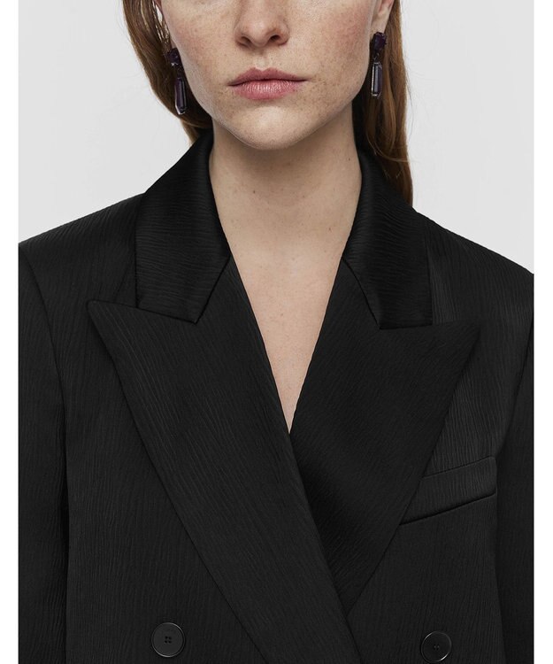 JOSEPH テクスチャードビスコース　ダブルブレステッドジャケット Black