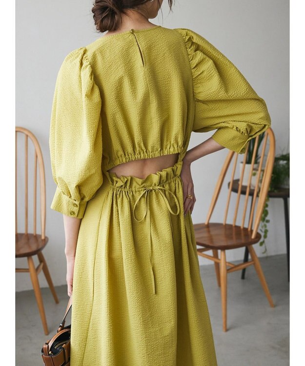 Green Parks AnriettMusee バックカットワークワンピース Lime Green