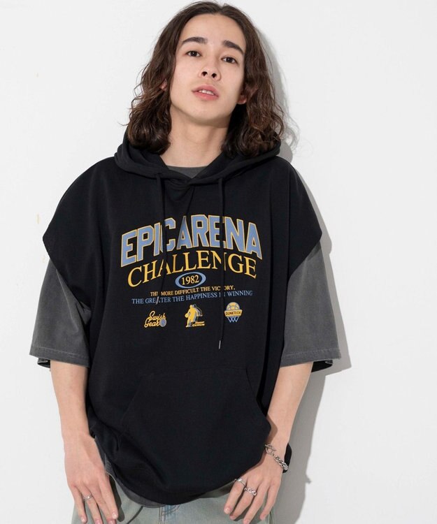 WEGO 【ユニセックス着用ITEM/手洗い可】ロゴノースリーブパーカー ブラック