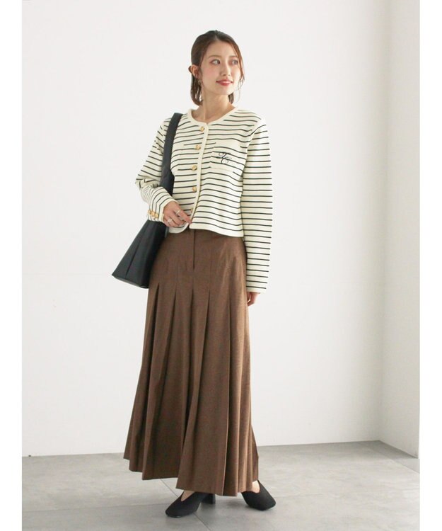 Te chichi チェックアソートロングプリーツスカート ブラウン