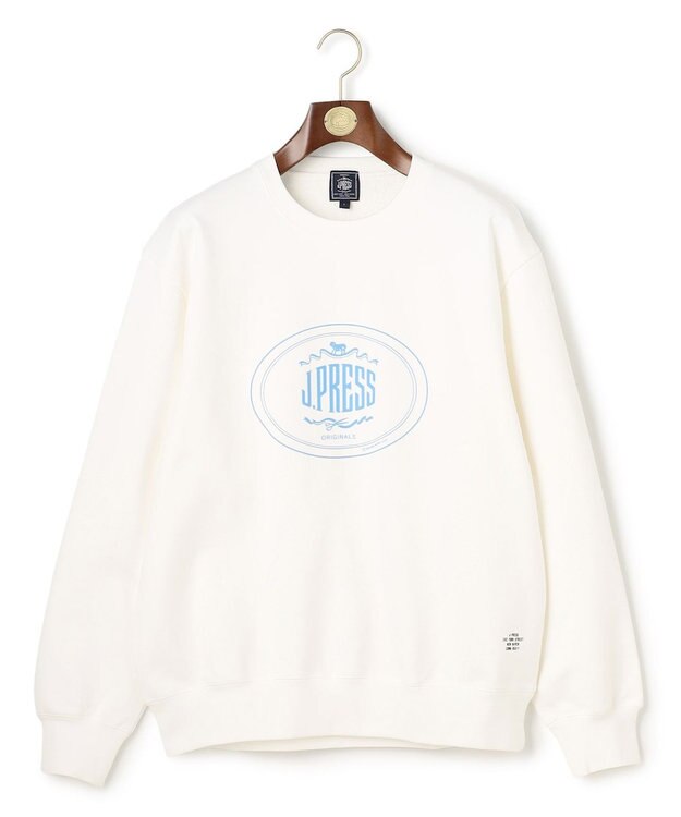 J.PRESS MEN 【J.PRESS ORIGINALS】【UNISEX】Supima Recycle French Terry Orval Logo Sweat Shirt ホワイト系