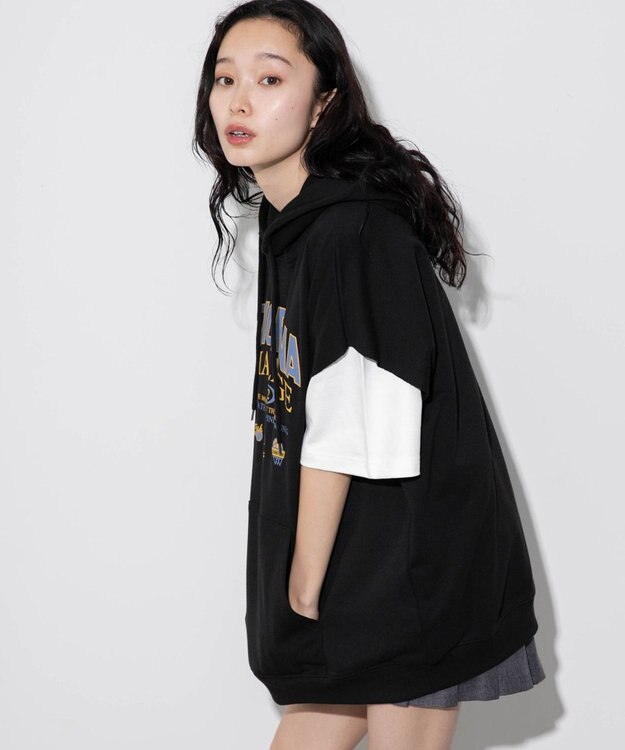 WEGO 【ユニセックス着用ITEM/手洗い可】ロゴノースリーブパーカー ブラック