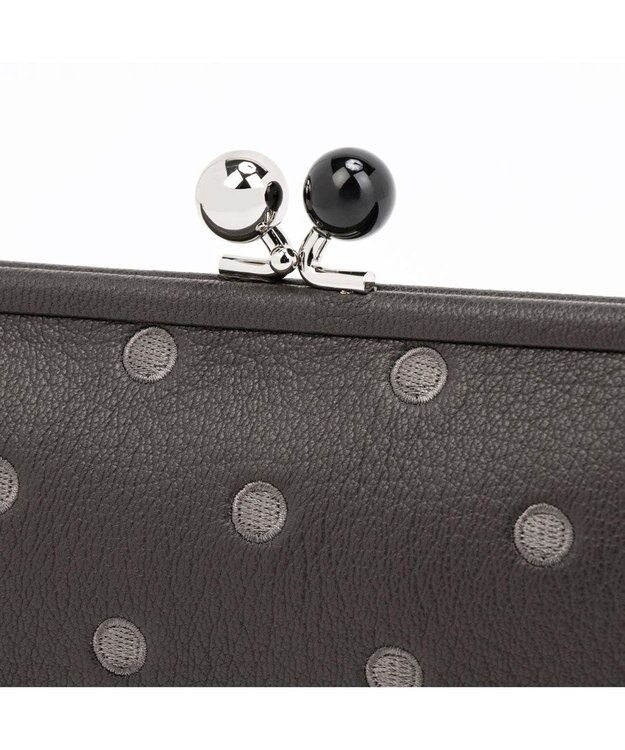 UNBILLION ペルケ perche / アクリル玉がま口長財布 ダークグレードット