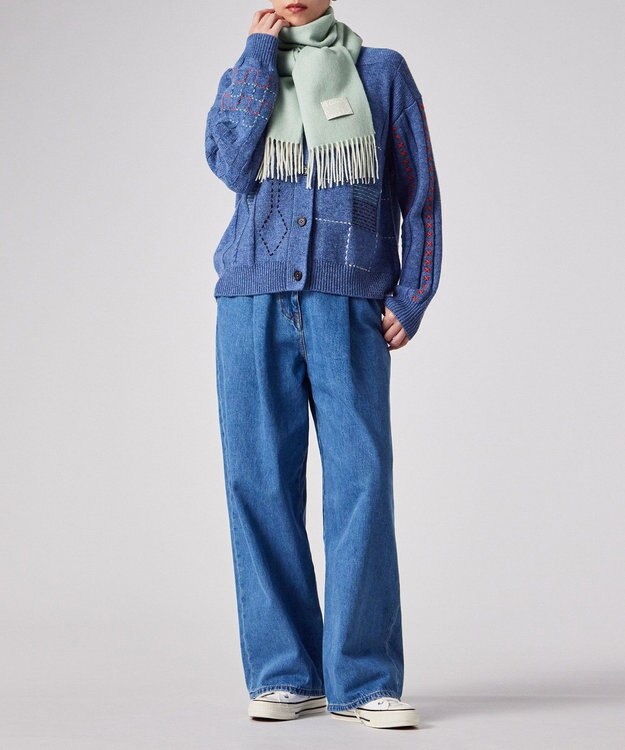 Paul Smith Cropped Logo カシミヤブレンド マフラー ミントグリーン