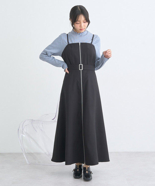 earth music&ecology ダブルジップキャミワンピース Black