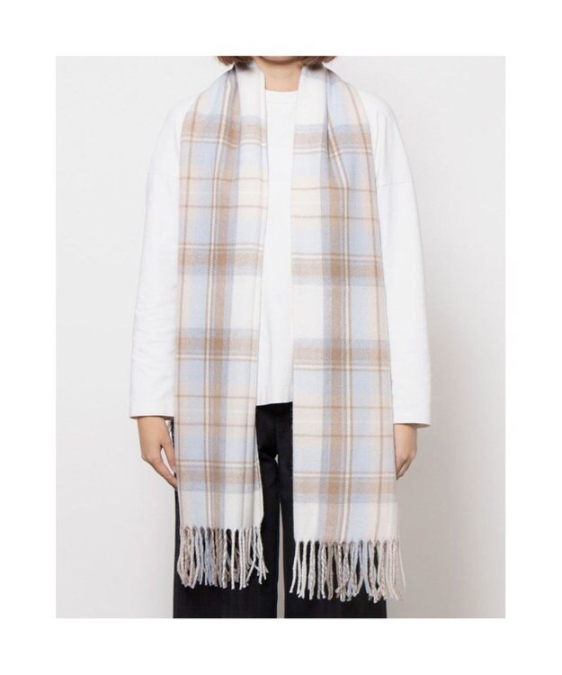 UNBILLION カシュネ cache nez / ウール混チェックストール アイボリー